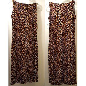 Norma Kamali Animal Print Sleeveless Bodycon Midi Stretch Sheath Dress S NWT